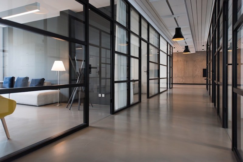 Modern office lobby and reception area — Funky Developers RV Mall Vatva Ahmedabad