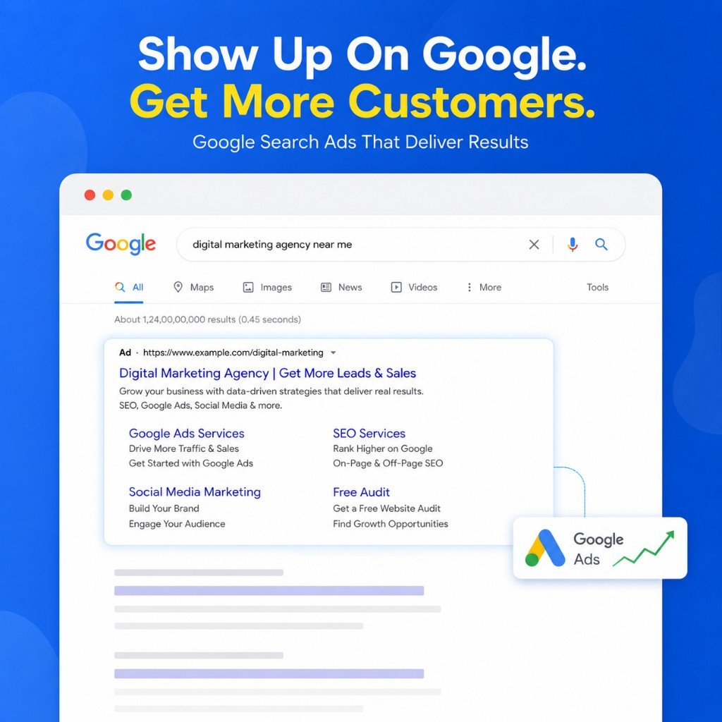 Show up on Google. Get more customers with Google Search Ads that deliver results.